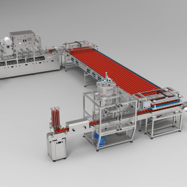White cheese (feta) filling line photo